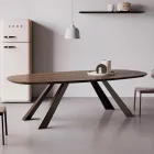 Tavolo Fisso con Piano Ellittico e Bordo Bisellato Made in Italy - Tirian Viadurini