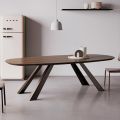 Tavolo Fisso con Piano Ellittico e Bordo Bisellato Made in Italy - Tirian