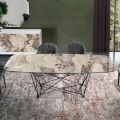 Tavolo Fisso con Piano in Ceramica a Botte e Base in Acciaio Made in Italy - Ezzellino 