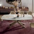 Tavolo Fisso con Piano in Ceramica Onice Argento Lucido Made in Italy - Grotta 