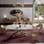 Tavolo Fisso con Piano in Ceramica Onice Argento Lucido Made in Italy - Grotta  Viadurini