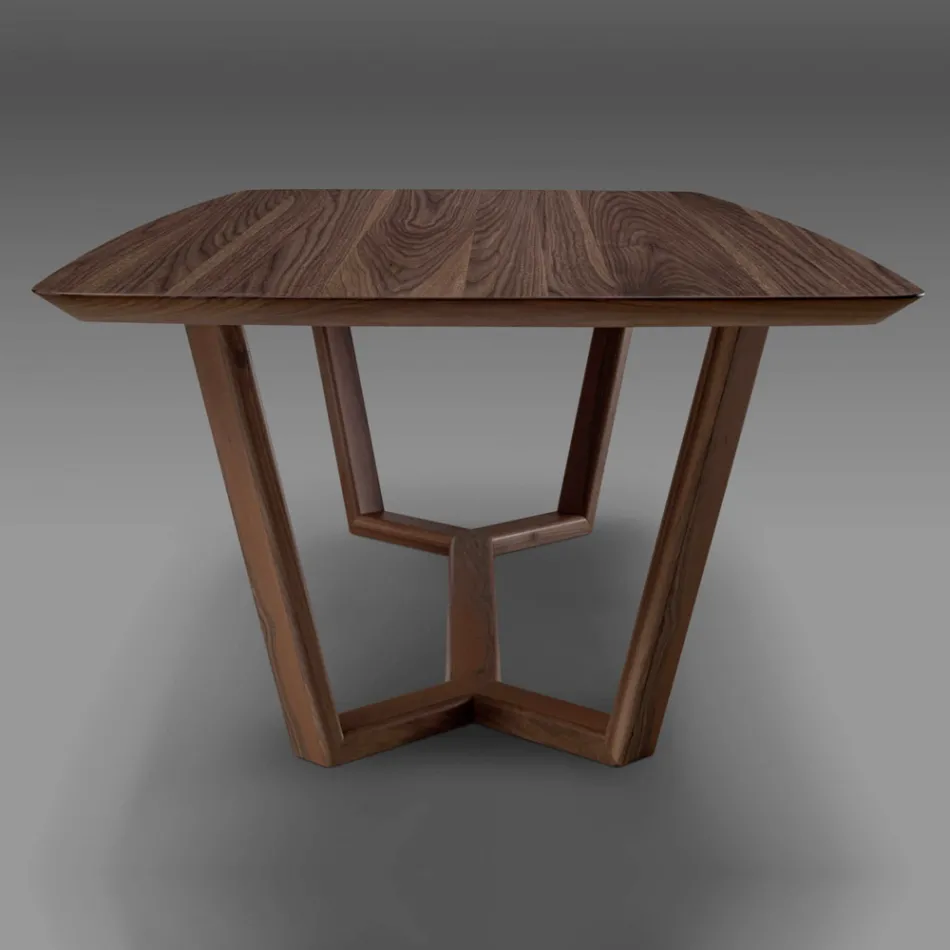 Tavolo Fisso con Piano Sagomato e Basamento in Legno Made in Italy - Digory Viadurini