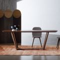 Tavolo Fisso con Piano Sagomato e Basamento in Legno Made in Italy - Digory