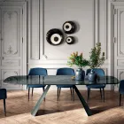 Tavolo Fisso da Pranzo con Piano a Botte in Ceramica Made in Italy - Occhiali Viadurini