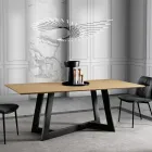 Tavolo Fisso da Pranzo con Piano in Legno Impiallacciato Made in Italy - Tecna Viadurini