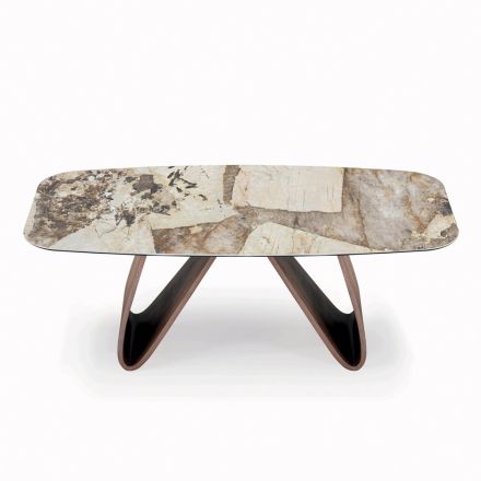 Tavolo Fisso da Soggiorno con Base in Legno Made in Italy - Equatore Viadurini