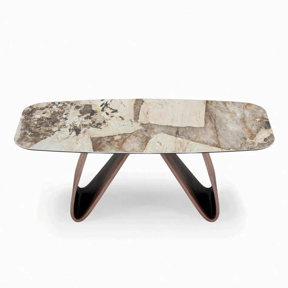 Tavolo Fisso da Soggiorno con Base in Legno Made in Italy - Equatore Viadurini