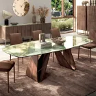 Tavolo Fisso da Soggiorno con Base in Legno Made in Italy - Equatore Viadurini