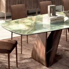 Tavolo Fisso da Soggiorno con Base in Legno Made in Italy - Equatore Viadurini