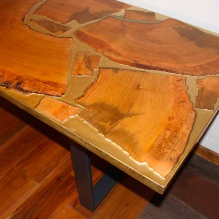 Tavolo fisso di design rettangolare legno e resina made in Italy Jam Viadurini