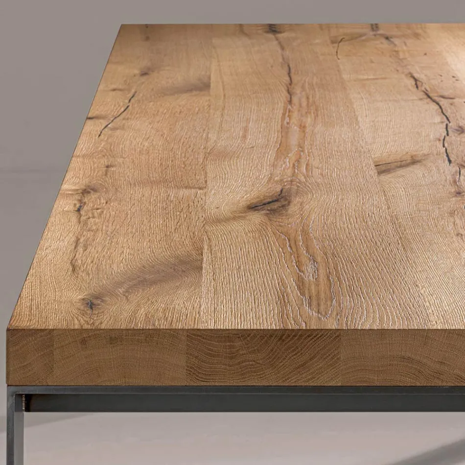 Tavolo Fisso Impiallacciato Rovere Spaccato Naturale Made in Italy - Telmerini Viadurini