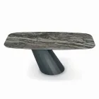 Tavolo Fisso in Acciaio e Piano in Ceramica Made in Italy - Pantaloni Viadurini