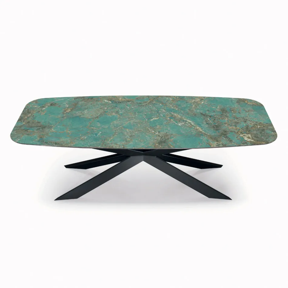 Tavolo Fisso in Ceramica Amazzonite Lucido Made in Italy - Grotta  Viadurini