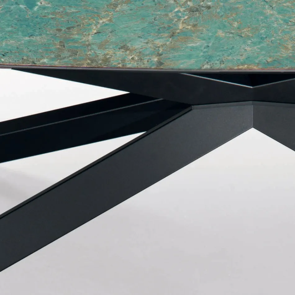 Tavolo Fisso in Ceramica Amazzonite Lucido Made in Italy - Grotta  Viadurini