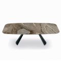 Tavolo Fisso in Ceramica e Base in Acciaio Verniciato Nero Made in Italy - Occhiali