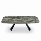 Tavolo Fisso in Ceramica e Base in Acciaio Verniciato Nero Made in Italy - Occhiali Viadurini