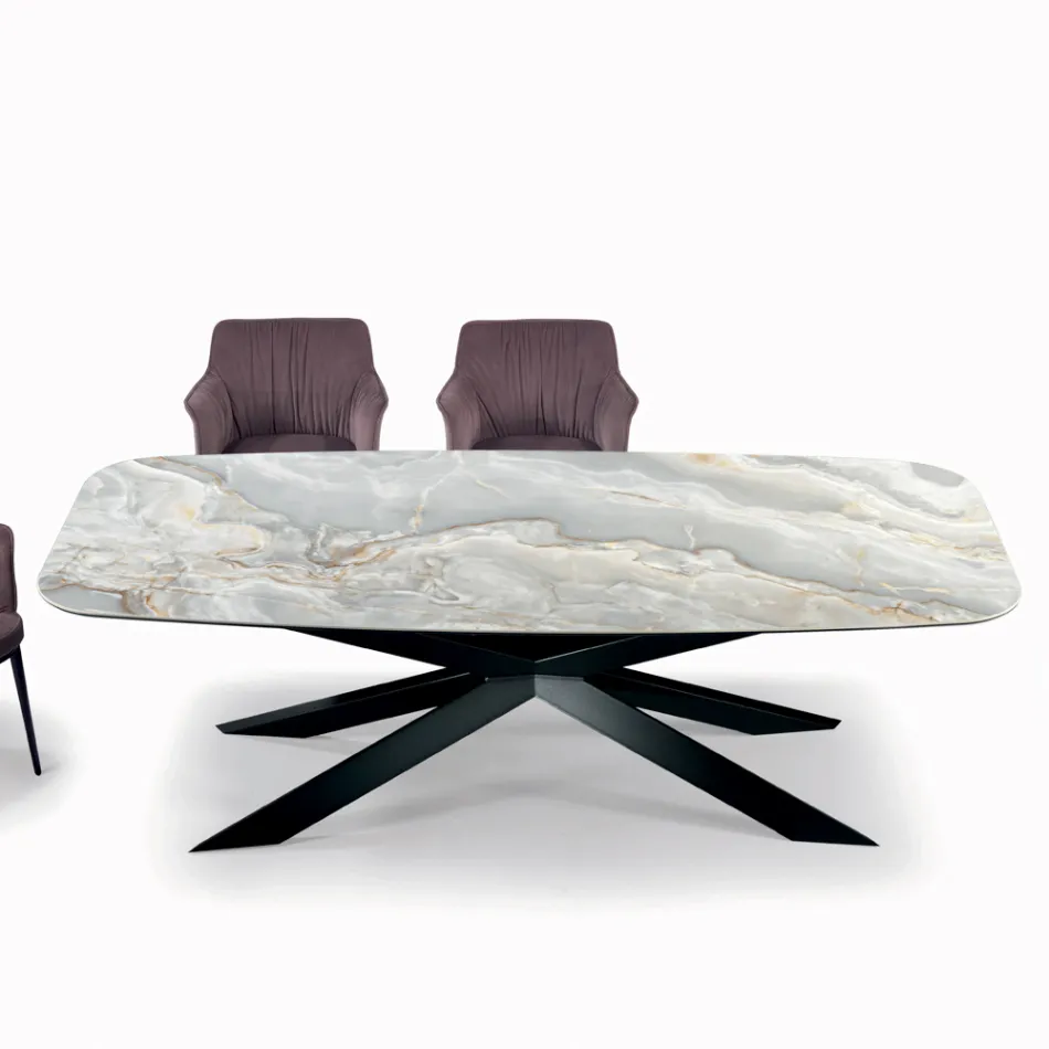 Tavolo Fisso in Ceramica in Diverse Finiture e Misure Made in Italy - Grotta  Viadurini