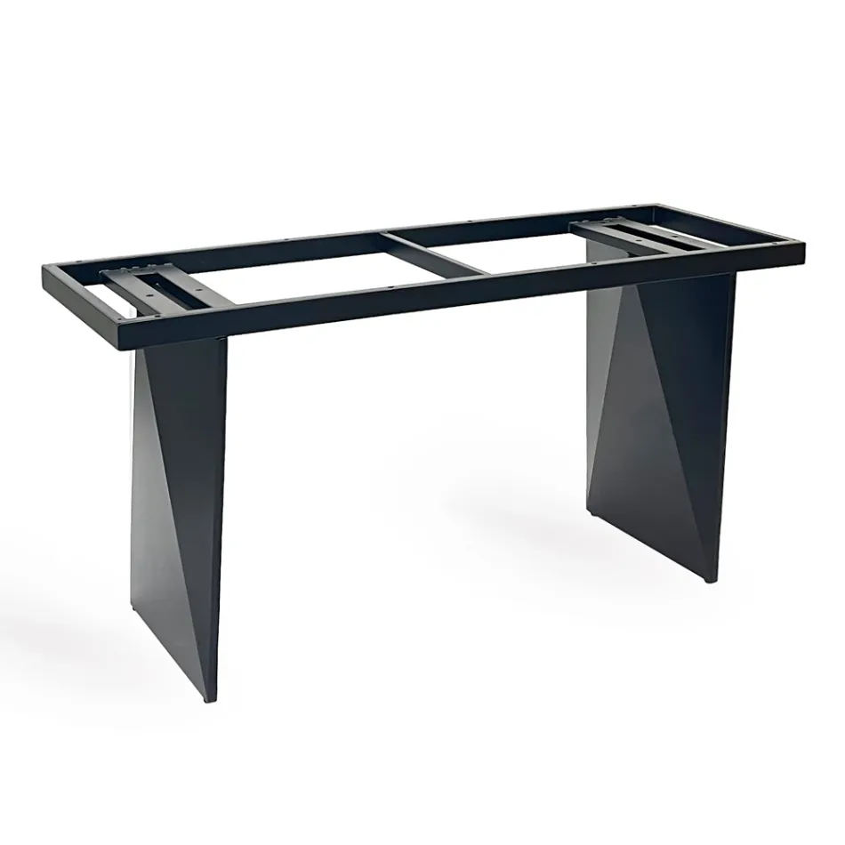 Tavolo Fisso in Metallo e Piano in Ceramica Arabesque Lucido - Eronte Viadurini