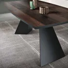 Tavolo Fisso in Rovere Impiallacciato e Base in Metallo Verniciato - Milo Viadurini