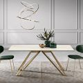 Tavolo Fisso in Vetroceramica Calacatta Oro e in Metallo Made in Italy - Meluso