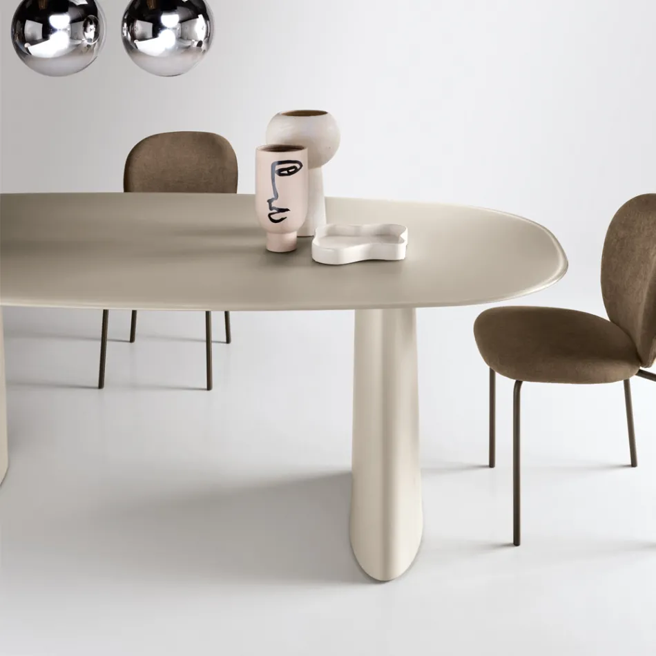 Tavolo Fisso Per Dieci Persone con Piano in Vetro e Base in Mdf - Venia Viadurini