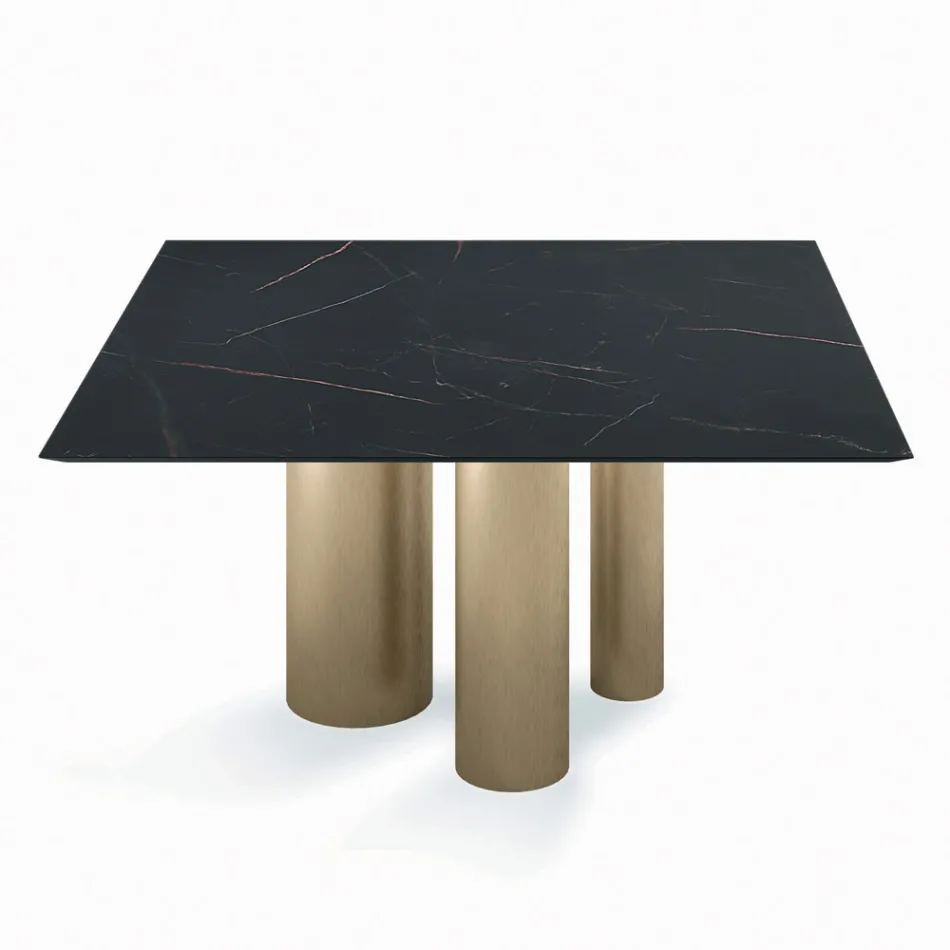 Tavolo Fisso Quadrato in Laminato e Acciaio Made in Italy - Forbice Viadurini