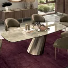 Tavolo Fisso Rettangolare in Acciaio e Ceramica Made in Italy - Pantaloni Viadurini
