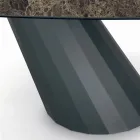 Tavolo in Ceramica e Basamento Finitura Grafite Made in Italy - Pantaloni Viadurini
