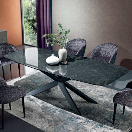 Tavolo in Ceramica Nero Greco Lucido Made in Italy - Grotta  Viadurini