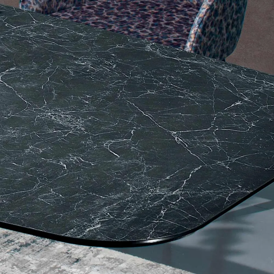 Tavolo in Ceramica Nero Greco Lucido Made in Italy - Grotta  Viadurini