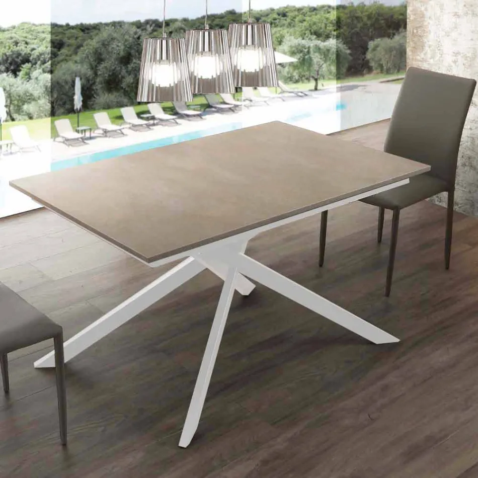 Tavolo in legno allungabile fino a 190 cm con base incrociata Lecce Viadurini