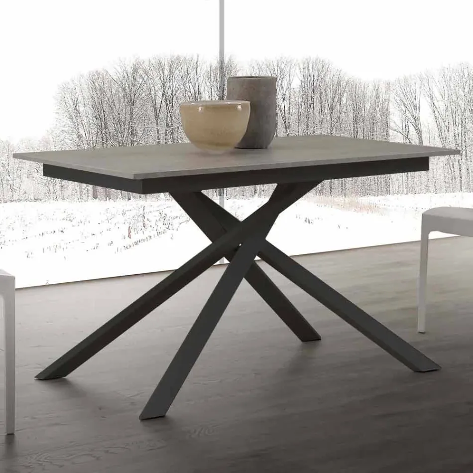 Tavolo in legno allungabile fino a 190 cm con base incrociata Lecce Viadurini