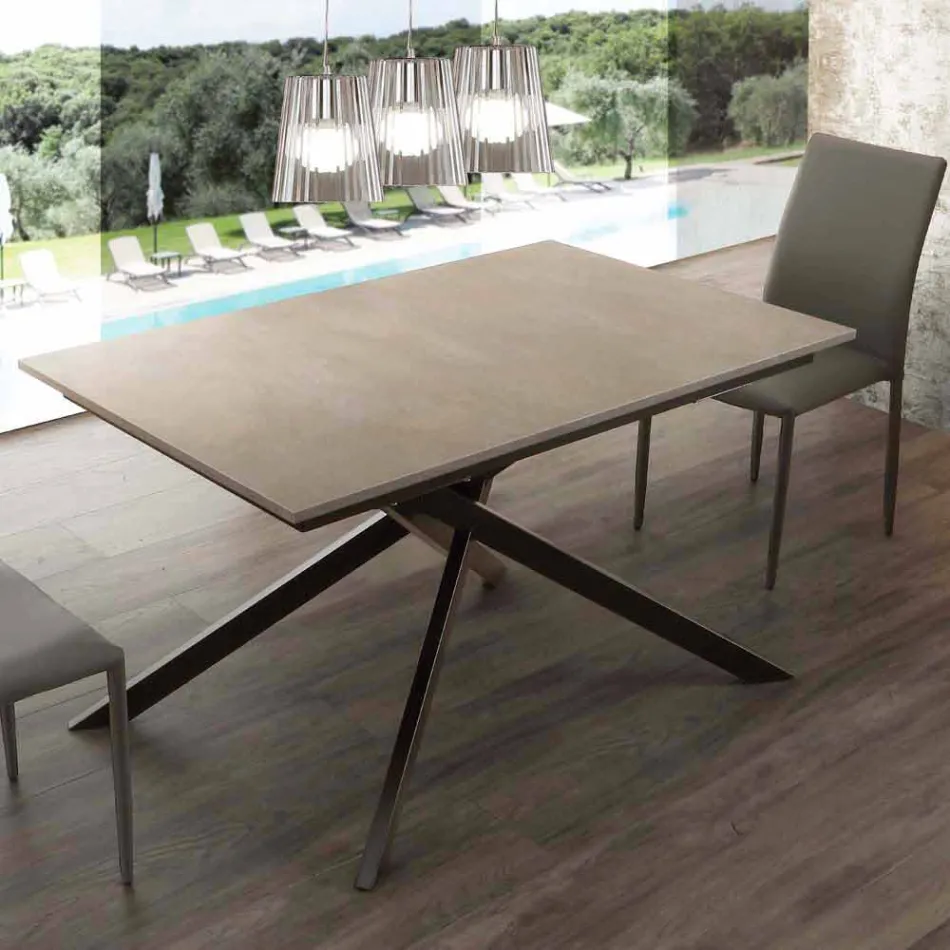 Tavolo in legno allungabile fino a 190 cm con base incrociata Lecce Viadurini