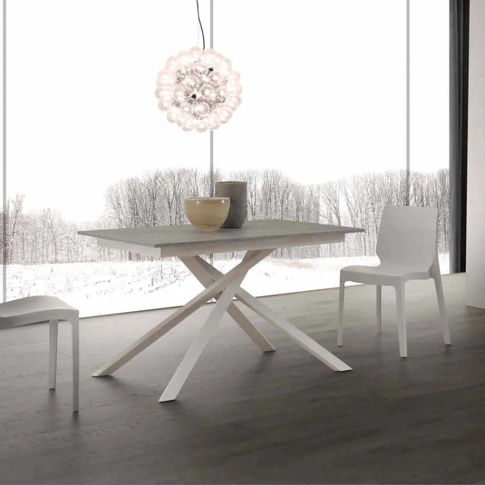 Tavolo in legno allungabile fino a 190 cm con base incrociata Lecce Viadurini
