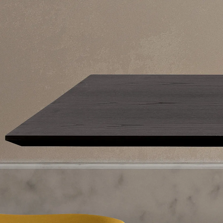 Tavolo in Legno Impiallacciato Frassino Carbone e Metallo Made in Italy - Meluso Viadurini