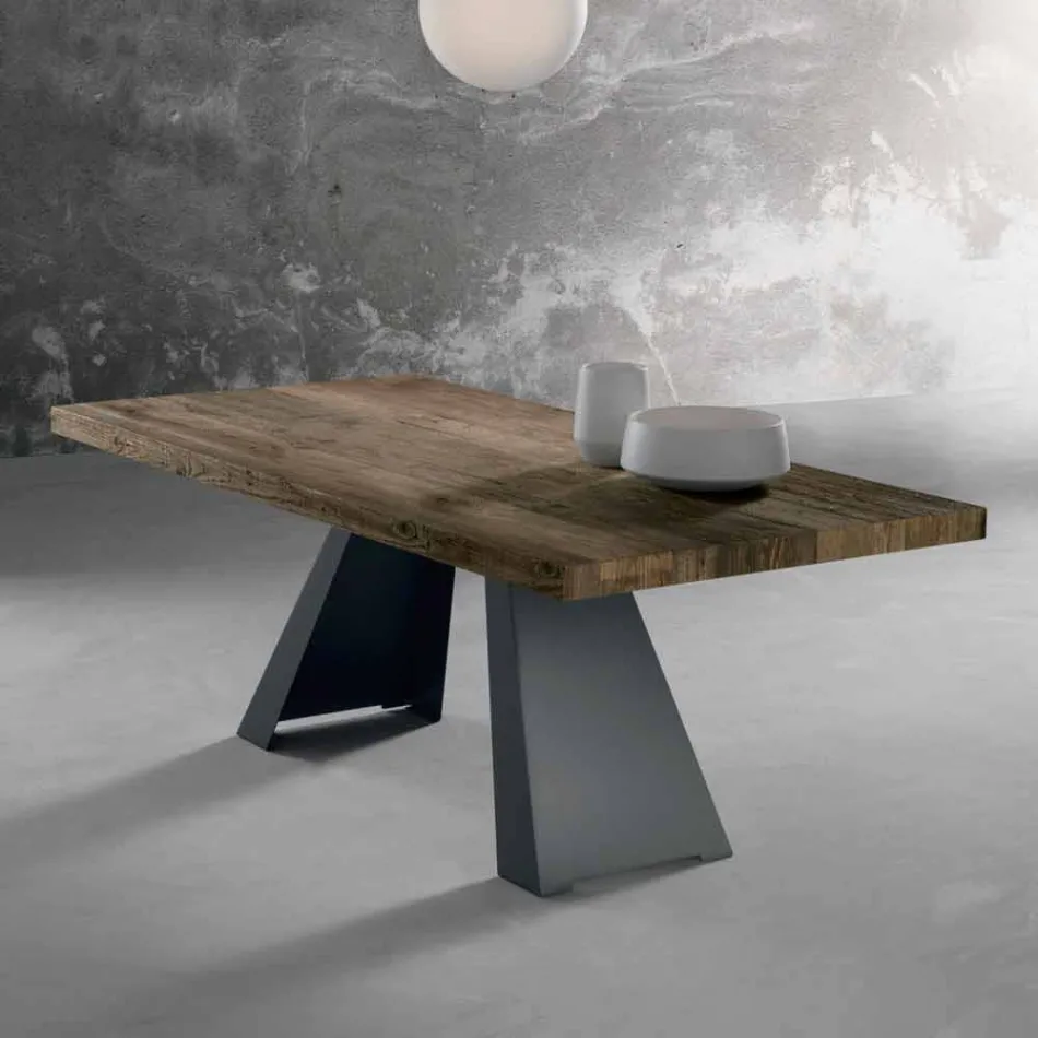 Tavolo in legno massello di design realizzato in Italia Zerba Viadurini