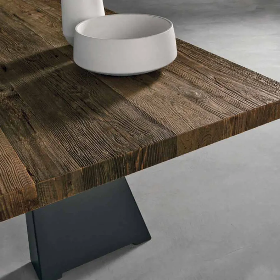 Tavolo in legno massello di design realizzato in Italia Zerba Viadurini