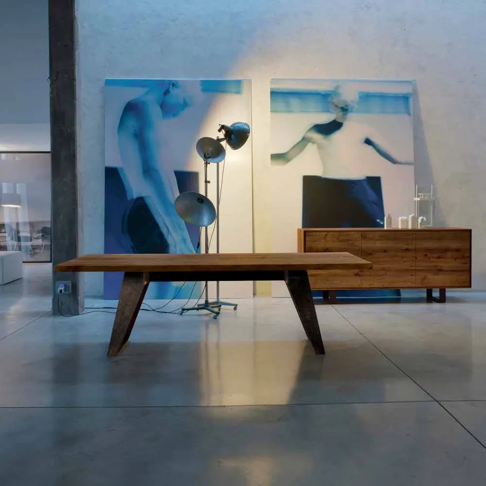 Tavolo in legno massello ontano naturale design moderno, Antonio Viadurini
