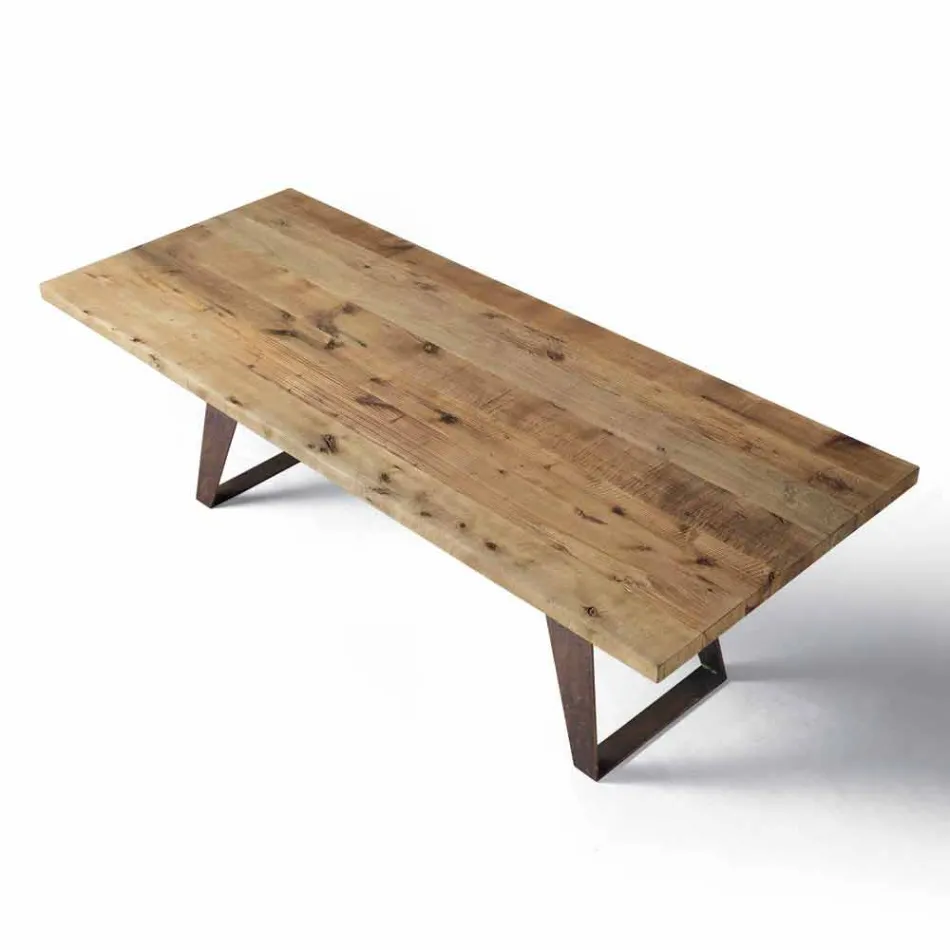 Tavolo in legno massello ontano naturale design moderno, Antonio Viadurini