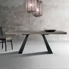 Tavolo in legno rovere nodato moderno prodotto in Italia Zerba Viadurini