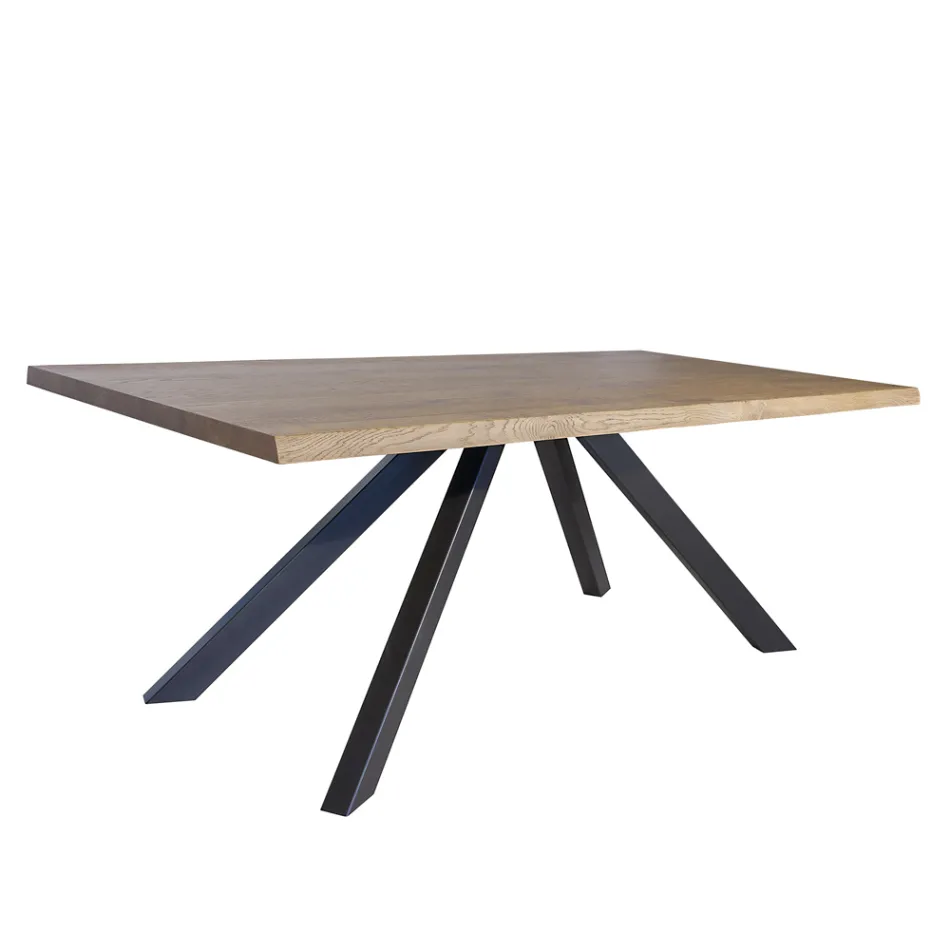 Tavolo in Placcato di Rovere Masellato e Metallo Made in Italy - Seoul Viadurini