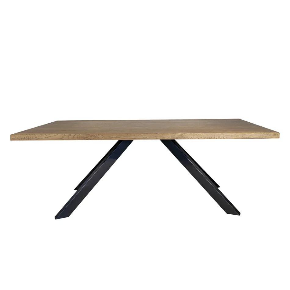 Tavolo in Placcato di Rovere Masellato e Metallo Made in Italy - Seoul Viadurini