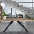 Tavolo in Placcato di Rovere Masellato e Metallo Made in Italy - Seoul Viadurini