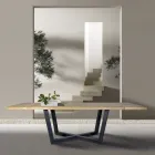 Tavolo in Rovere Nodato con Base in Metallo Color Grigio Ferro Made in Italy - Gonna Viadurini