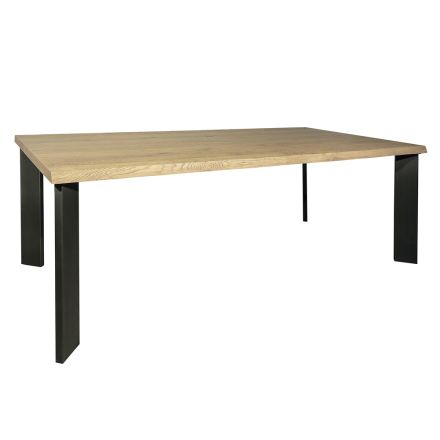Tavolo in Rovere Nodato Masellato e Gambe in Metallo Made in Italy - Vicente Viadurini