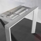 Tavolo in vetro temperato allungabile con mono allunga a libro Phoenix Viadurini