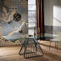 Tavolo in vetro temperato di design moderno fatto in Italia, Mitia