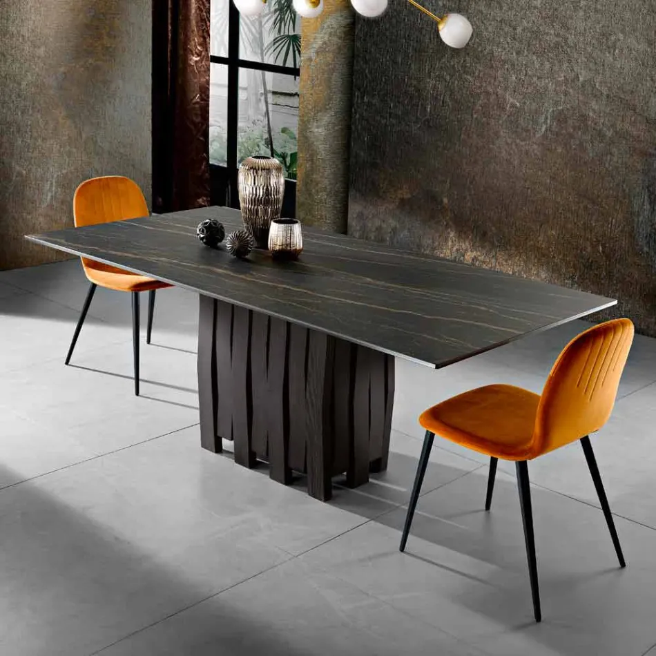 Tavolo in vetroceramica di moderno design fatto in Italia, Egisto Viadurini