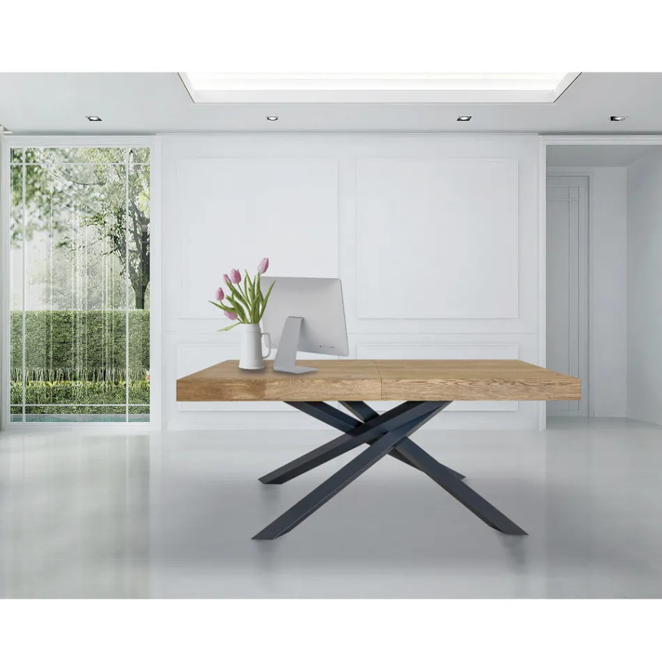 Tavolo Indoor Allungabile in Legno Massello e Metallo Made in Italy – Khal Viadurini
