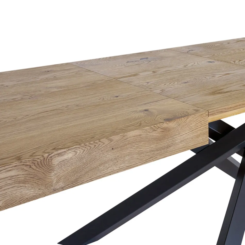 Tavolo Indoor Allungabile in Legno Massello e Metallo Made in Italy – Khal Viadurini